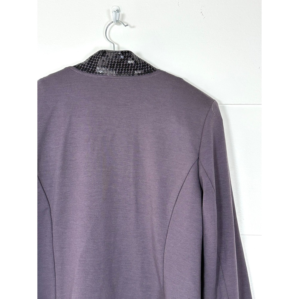 Bob Mackie Wearable Art QVC purple knit blazer‎ black sequins womens M NWT - Picture 6 of 10